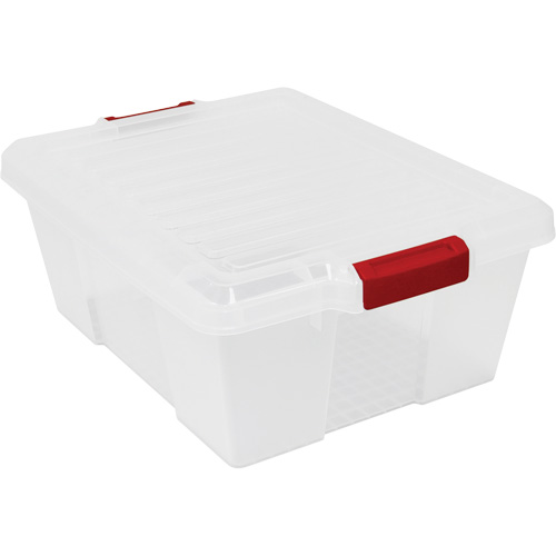 Contenant avec loquets en plastique,  la x 21" p x 7,75" h, Transparent - Quantum Storage System LC191507CL