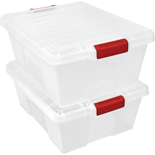 Contenant avec loquets en plastique,  la x 21" p x 7,75" h, Transparent - Quantum Storage System LC191507CL