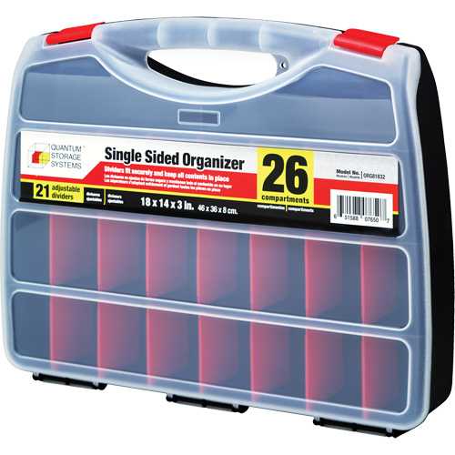 Boîte &agrave; compartiments en plastique, 14" la x 18" p x 3" h, 26 compartiments - Quantum Storage System ORG81832