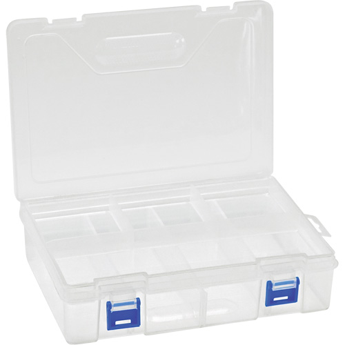 Plastic Compartment Box, 6.25" W x 9.25" D x 2.2" H, 8 Compartments - Quantum Storage System QB600
