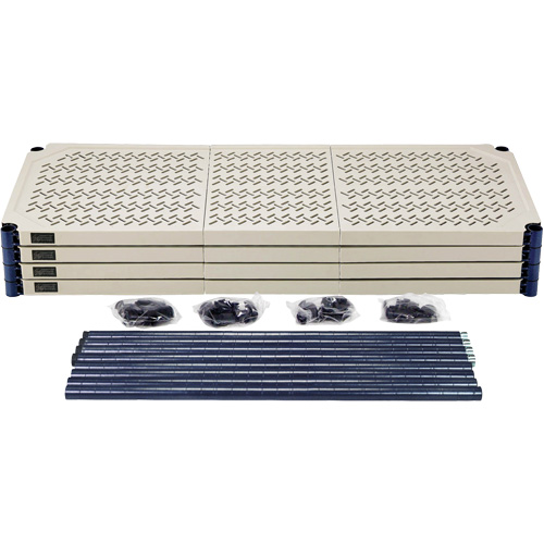 &eacute;tag&egrave;re en fils m&eacute;talliques avec tablettes en plastique, Cadre en fils m&eacute;talliques avec tablettes en plastique, Sans boulons, De base, 48" la x 72" h x 18" p - Quantum Storage System RPWR72-1848E