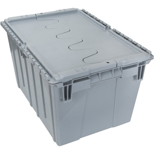 Flip Top Plastic Distribution Container, 21.65" x 15.5" x 12.5", Grey - KLETON 