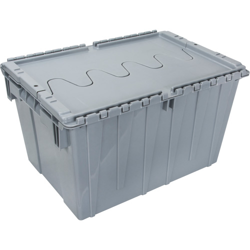 Flip Top Plastic Distribution Container, 21.65" x 15.5" x 12.5", Grey - KLETON 
