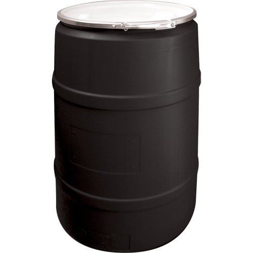 Polyethylene Drums, 55 US gal (45 imp. gal.), Open Top, Black - Mauser Packaging NDLOP0045
