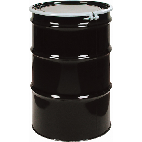 Barils en acier, 55 gal. US (45 gal. imp.), Doubl&eacute;, Noir, Dessus ouvert, 1A2/Y275/S, Calibre 18 - 20 - Mauser Packaging NDLOS0250