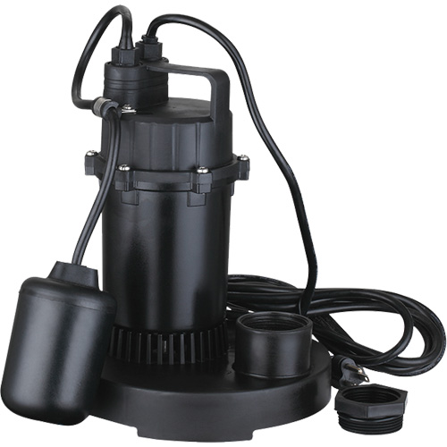 Pompe de puisard submersible thermoplastique, 2560 gal./h, 115 V, 4,6 A, 1/3 CV - LEO LSD-252PLT