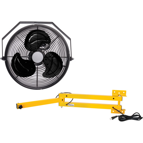 Industrial Workstation Fan Kit with Double Locking Arm, Industrial, 3 Speed, 12" Diameter - Matrix Industrial Products 