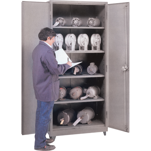 Heavy Gauge Storage Cabinets, Steel, 3 Shelves, 60" H x 36" W x 21" D, Grey - Lyon 1112DD