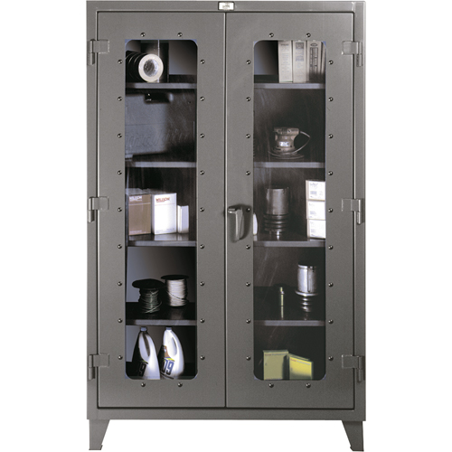 Armoires &agrave; fen&ecirc;tres claires, Acier, 4 Tablettes, 72" h x 48" la x 24" p - Strong Hold 46-LD-244