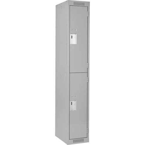 Casiers Clean Line, 2 niveaux, 12" x 18" x 72", Acier, Gris, Rivet (assembl&eacute;) - Anthony Steel Mfg. CL-D-1-12X18X72_A124