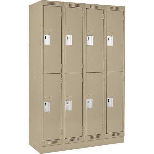 Casiers Clean Line, 2 niveaux, Bloc de 4, 60" x 18" x 76", Acier, Beige, Rivet (assembl&eacute;) - Anthony Steel Mfg. CL-D-4-15X18X72-RB_A123