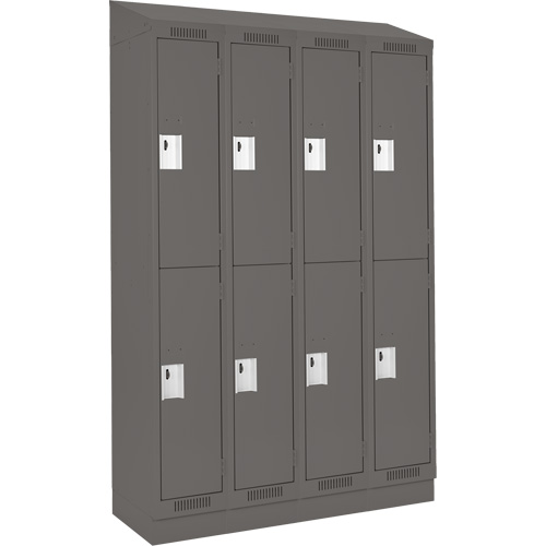 Casiers Clean Line, 2 niveaux, Bloc de 4, 48" x 12" x 82", Acier, Charbon, Rivet (assembl&eacute;) - Anthony Steel Mfg. CL-D-4-121272RBST_A127
