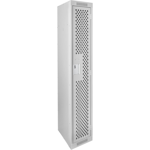 Clean Line Lockers, 12" x 15" x 72", Steel, Grey, Rivet (Assembled), Perforated - Anthony Steel Mfg. CL-S-1-121572-PERF_A124