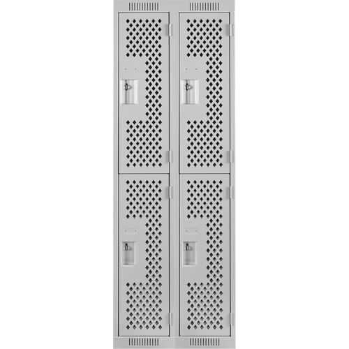 Clean Line Lockers, 2 -tier, Bank of 2, 24" x 12" x 72", Steel, Grey, Rivet (Assembled), Perforated - Anthony Steel Mfg. CL-D-2-121272-PERF_A124