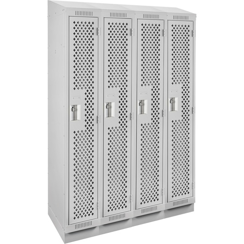 Casiers Clean Line, Bloc de 4, 48" x 18" x 82", Acier, Gris, Rivet (assembl&eacute;), Perfor&eacute; - Anthony Steel Mfg. CLS4-121872RBST-PERA124