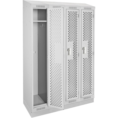 Casiers Clean Line, Bloc de 4, 48" x 18" x 82", Acier, Gris, Rivet (assembl&eacute;), Perfor&eacute; - Anthony Steel Mfg. CLS4-121872RBST-PERA124