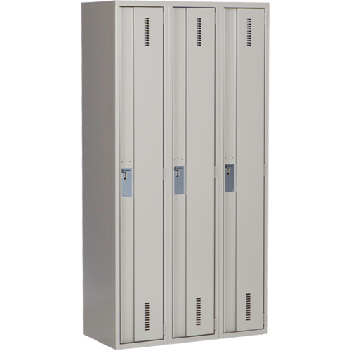Concorde Heavy-Duty Lockers, Bank of 3, 36" x 18" x 72", Steel, Grey, Welded (Assembled) - Perfix Inc. 1-121872-3-9363