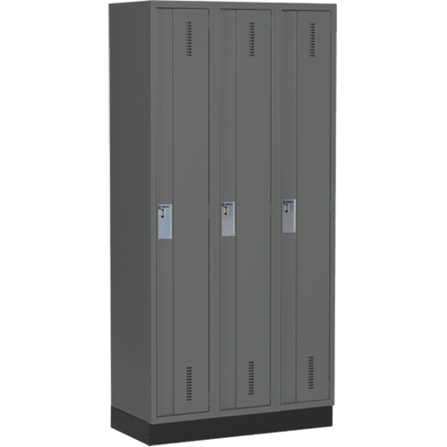 Concorde Heavy-Duty Lockers, Bank of 3, 36" x 18" x 76", Steel, Charcoal, Welded (Assembled) - Perfix Inc. 1-121872-3-003-9364