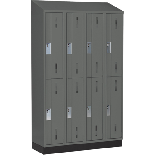 Concorde Heavy-Duty Lockers, 2 -tier, Bank of 4, 48" x 18" x 82", Steel, Charcoal, Welded (Assembled) - Perfix Inc. 2-121872-4-003-007-9364