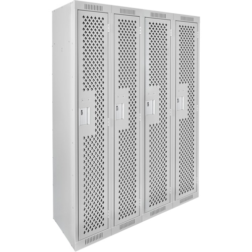 Casiers Clean Line, Bloc de 4, 48" x 15" x 72", Acier, Gris, Rivet (assembl&eacute;), Perfor&eacute; - Anthony Steel Mfg. CL-S-4-121572-PERF_A124