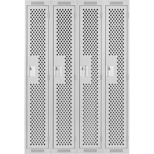 Casiers Clean Line, Bloc de 4, 48" x 15" x 72", Acier, Gris, Rivet (assembl&eacute;), Perfor&eacute; - Anthony Steel Mfg. CL-S-4-121572-PERF_A124