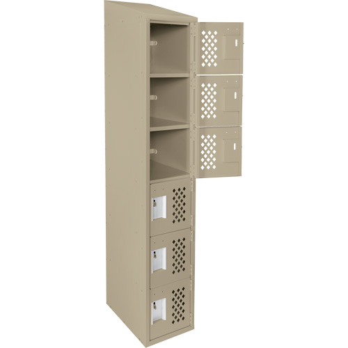 Clean-Line Perforated Lockerette, 6 -tier, 15" x 72" x 12", Steel - Anthony Steel Mfg. CLL1-121572-ST-PER_A123