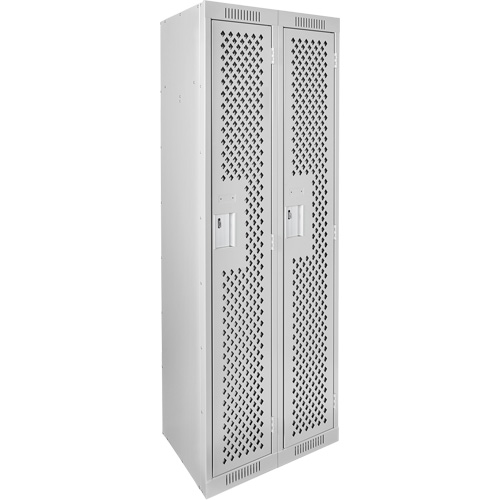 Clean Line Lockers, 2 -tier, 12" x 12" x 72", Steel, Grey, Rivet (Assembled), Perforated - Anthony Steel Mfg. CL-D-1-121272-PERF_A124