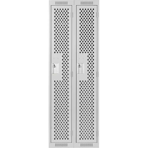 Clean Line Lockers, 2 -tier, 12" x 12" x 72", Steel, Grey, Rivet (Assembled), Perforated - Anthony Steel Mfg. CL-D-1-121272-PERF_A124
