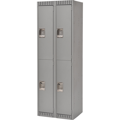 Lockers, 2 -tier, Bank of 2, 24" x 18" x 72", Steel, Grey, Rivet (Assembled) - KLETON 