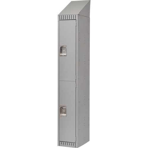 Casiers assembl&eacute;s, 2 niveaux, 12" x 18" x 72", Acier, Gris, Rivet (assembl&eacute;) - KLETON 