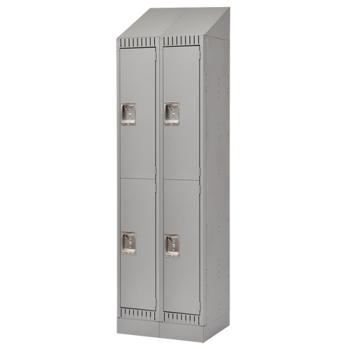 Lockers, 2 -tier, Bank of 2, 24" x 18" x 86", Steel, Grey, Knocked Down - KLETON 