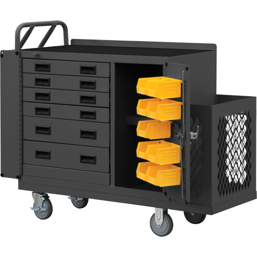 Heavy Duty Mobile Work Stations, Steel Surface - Durham Manufacturing 2211-DLP-6DR-RM-9B-95