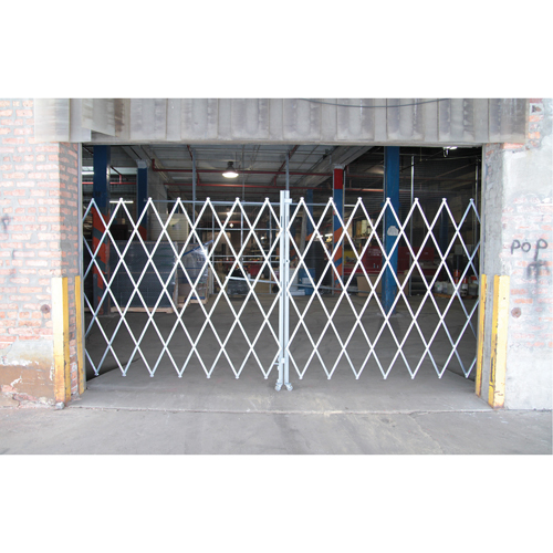Galvanized Eco Security Gate, Fixed Double Folding, 12' L x 6' H Expanded - Illinois Engineered Products PECO1265