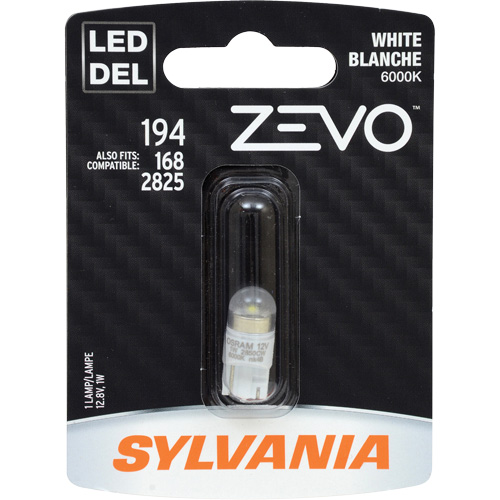 195 Mini-ampoule automobile Zevo, DEL, 0,7 W, Blanc - Sylvania 39238
