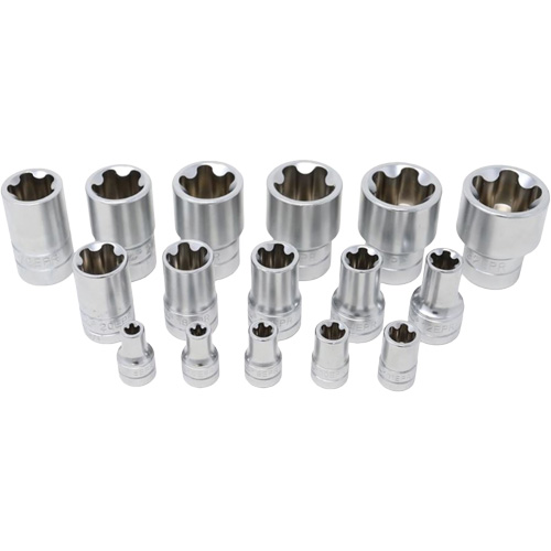 Jeu de douilles TORX EPR &agrave; 5 pans, 16 Morceaux, Prise de 1/2"/1/4"/3/8" - CTA Tools 1220