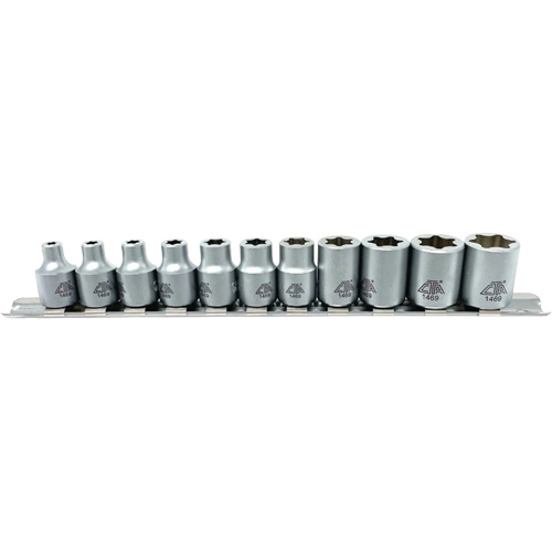 Flat-Cut E-"Star" Socket Set, 11 Pieces, 3/8" Drive Size - CTA Tools 1469