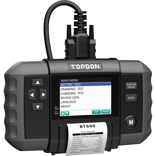 BT600 12V Battery & 12V/24V System Tester with Built-in Printer - Topdon BT600_