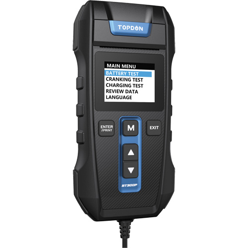 Testeur de batterie, de charge et de d&eacute;marrage BT300P avec imprimante - Topdon BT300P