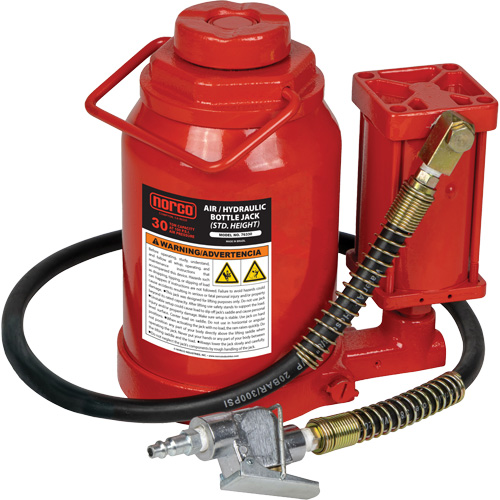Standard Height Bottle Jack, 30 Ton(s), Air Hydraulic, 19-7/10" Raised Height - NORCO Lifting 76330