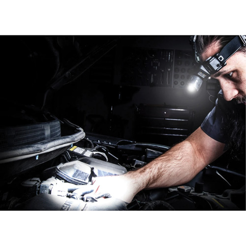 Multi-Mode Focusing Headlamp with Rear Safety Light, LED, 260 Lumens, 2 Hrs. Run Time, Rechargeable Batteries - Steelman 79379