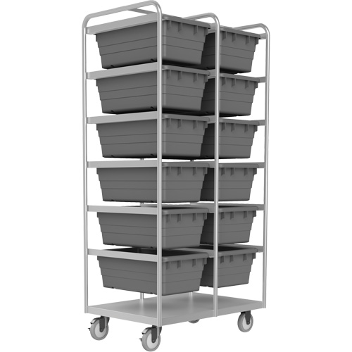 Mobile Tub Rack, Double-sided, 12 bins, 26" W x 36" D x 74" H - Durham Manufacturing STBR-303672-12-5PU
