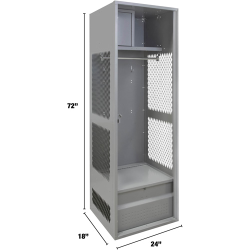Gear Locker, Steel, 24" W x 18" D x 72" H, Grey - KLETON 