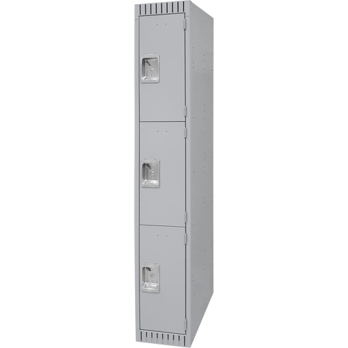 Lockers, 3 -tier, 12" x 18" x 72", Steel, Grey, Knocked Down - KLETON 
