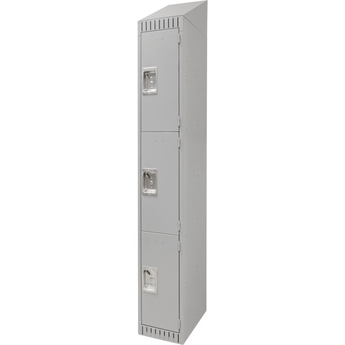 Lockers, 3 -tier, 12" x 18" x 82", Steel, Grey, Knocked Down - KLETON 