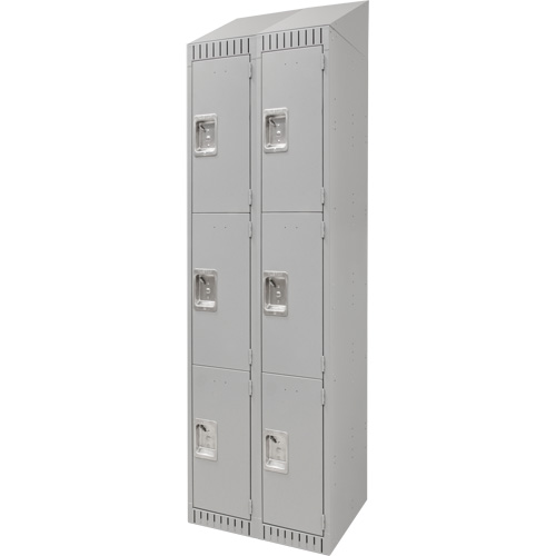 Casiers, 3 niveaux, Bloc de 2, 24" x 18" x 82", Acier, Gris, D&eacute;mont&eacute; - KLETON 