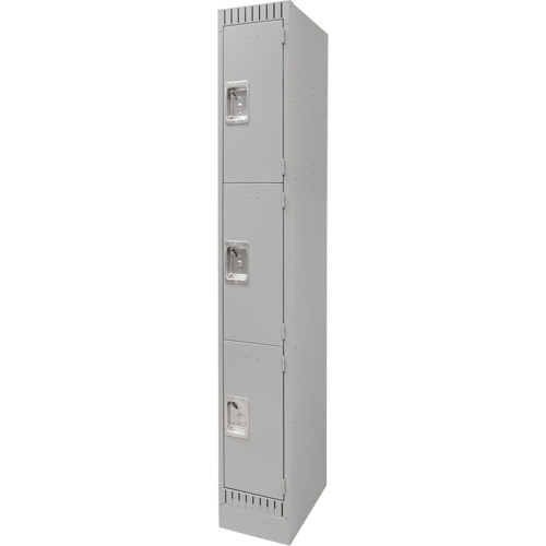 Lockers, 3 -tier, 12" x 18" x 76", Steel, Grey, Knocked Down - KLETON 