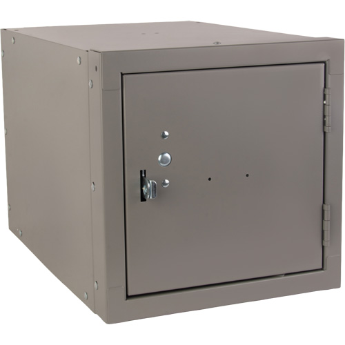 Stackable Cube Locker, 12" x 18" x 12", Steel, Grey, Knocked Down - KLETON 