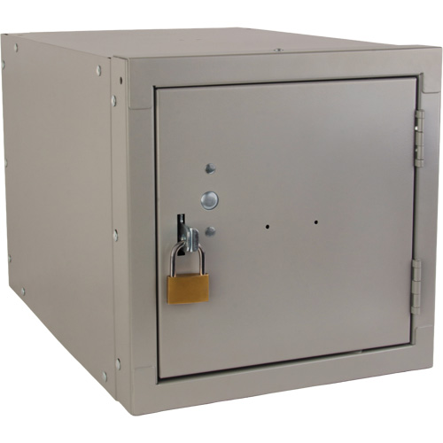 Stackable Cube Locker, 12" x 18" x 12", Steel, Grey, Knocked Down - KLETON 