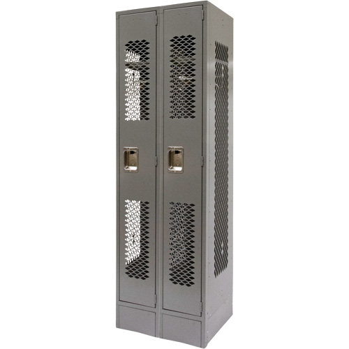 Vented Lockers, Bank of 2, 24" x 18" x 78", Steel, Grey, Knocked Down, Perforated - KLETON 