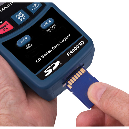 Thermo-Anemometer, Data Logging, 0.4 - 30 m/sec Air Velocity Range - Reed Instruments R4000SD